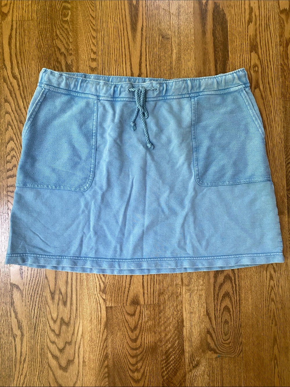 J. Jill 100% cotton light blue mini skirt XL draw string hand pockets